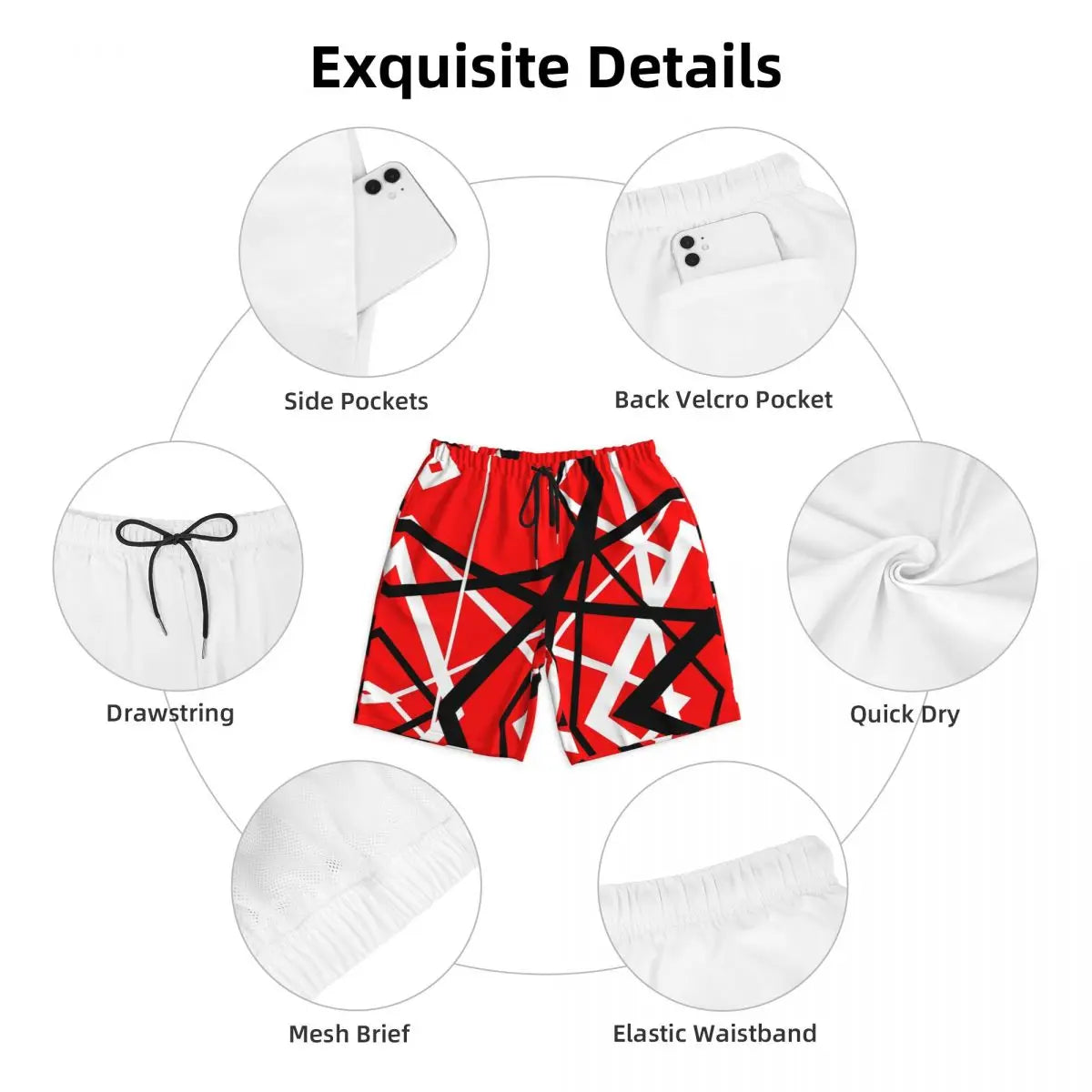 Van Halen Fashion Board Shorts Men's Breathable Fashion Board Shorts Swim Trunks - Premium  from Lizard Vigilante - Just $29.99! Shop now at Lizard Vigilante