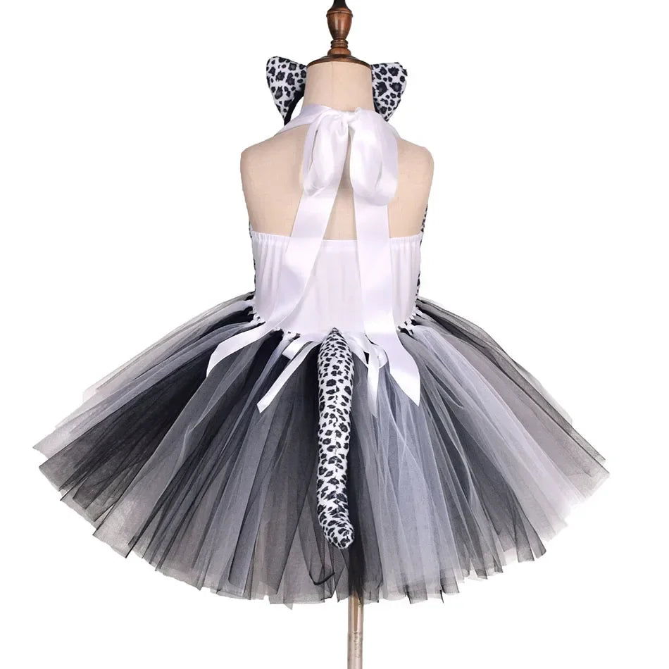 Halloween Animal Cosplay Costume for Children Forest Theme Cows Tiger Giraffe Leopard Zebra Tutu Dresses Performance Dance Sets