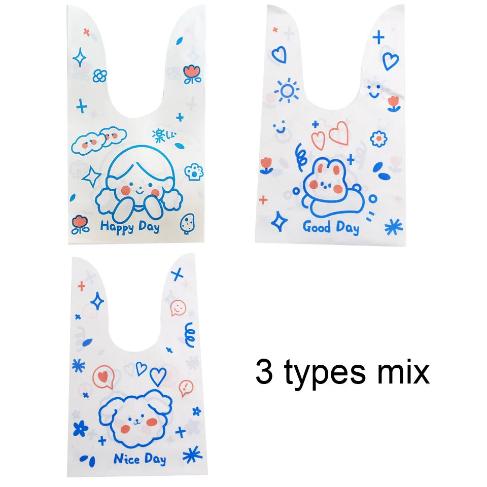 Hot Sale 20 / Batch Cute Rabbit Carrot Ear Biscuit Bag Candy Biscuit Gift Bag Snack Baking Packaging Supplies Easter Decoration
