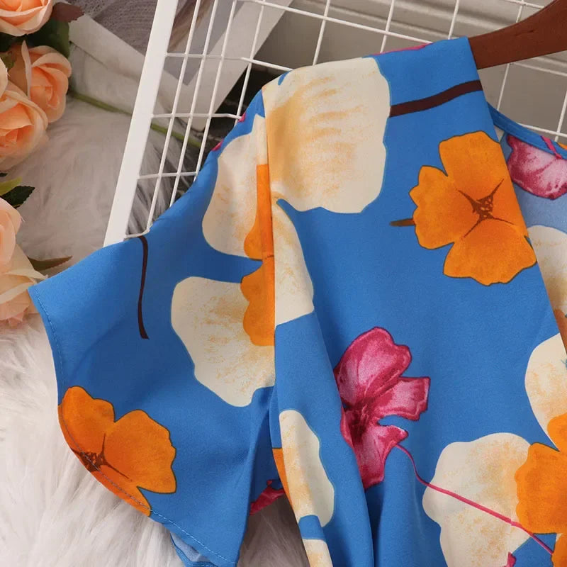 Women Dress Fashion Vintage Ins Bandage Slim Waist A-line Long Dress Vacation Beach Summer Outfits Lady Robe Femme