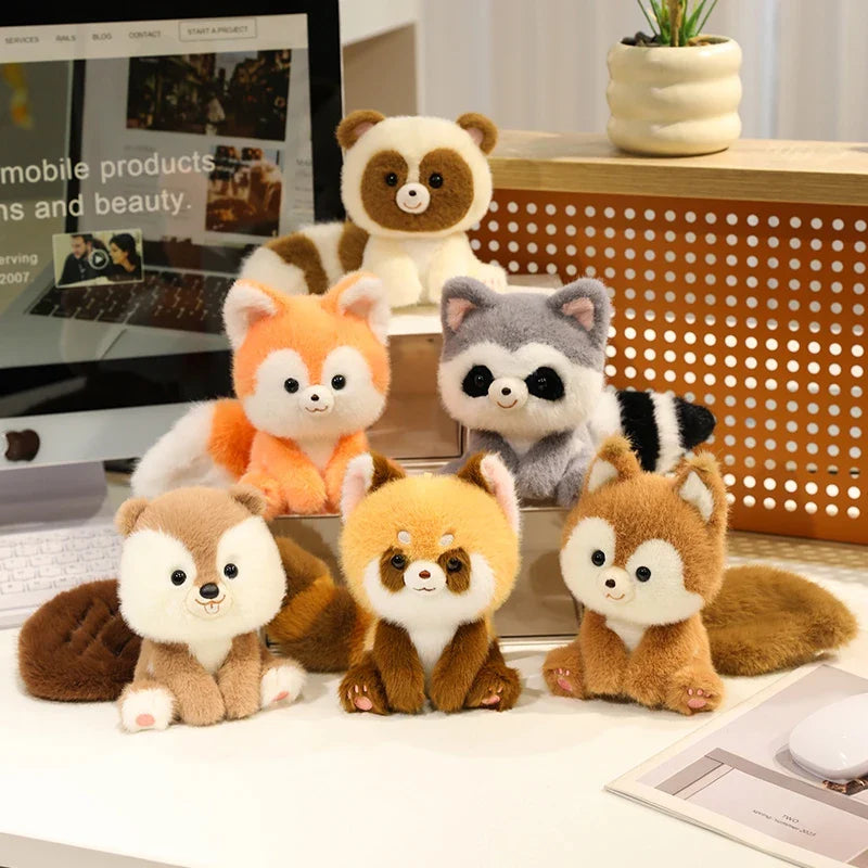 Cute Sitting Animal Plush Toys – Red Panda, Fox, Sloth & More