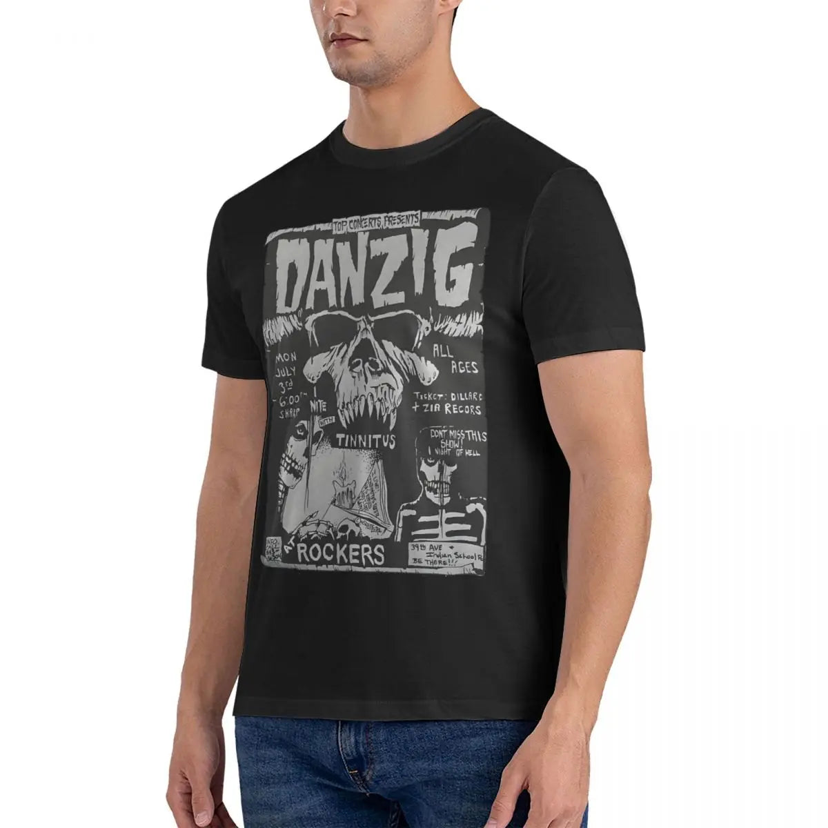 Danzig, Misfits, & Samhain Men T Shirts Unique Tee Shirt Short Sleeve Round Neck T-Shirt Cotton 4XL 5XL Clothing - Lizard Vigilante