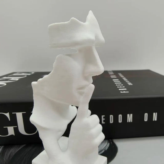 Sixiangjia Statue, Silence Is Golden Abstract Art Statue, 3D Printing Durable Plastic, Modern Plastic Home Sculpture, Simple Design High-Quality Ornaments, Home Office Desktop Decorations, Christmas Easter Halloween Creative