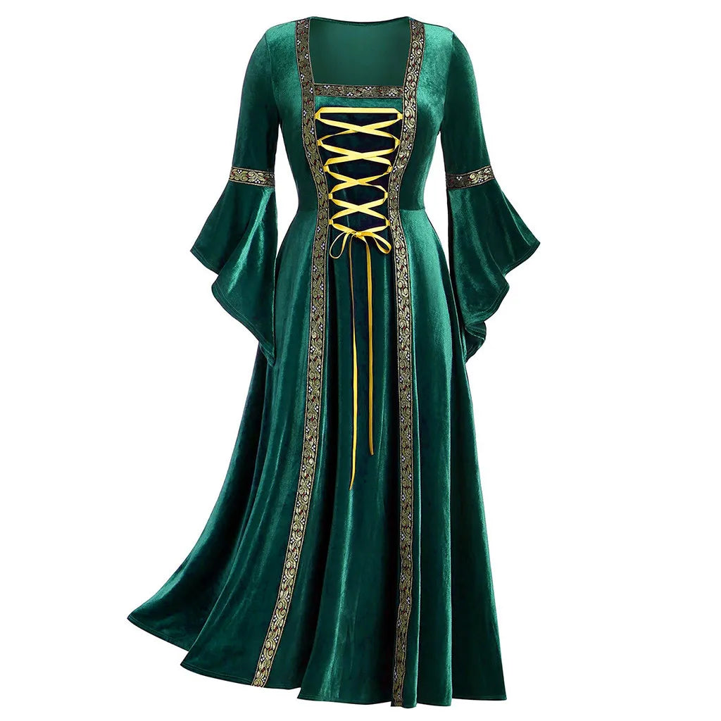 Halloween Women Dress Costumes For Women Long Sleeve Medieval Cosplay Vintage Vampire Witch Victorian Gothi Bandage Dress - Premium  from Lizard Vigilante - Just $45.99! Shop now at Lizard Vigilante