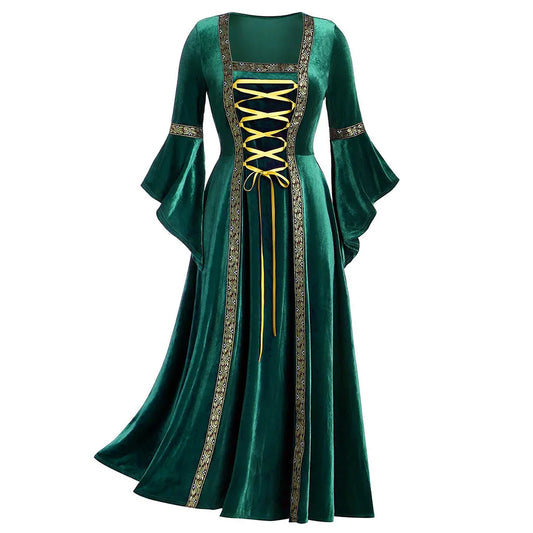 Halloween Women Dress Costumes For Women Long Sleeve Medieval Cosplay Vintage Vampire Witch Victorian Gothi Bandage Dress - Premium  from Lizard Vigilante - Just $45.99! Shop now at Lizard Vigilante