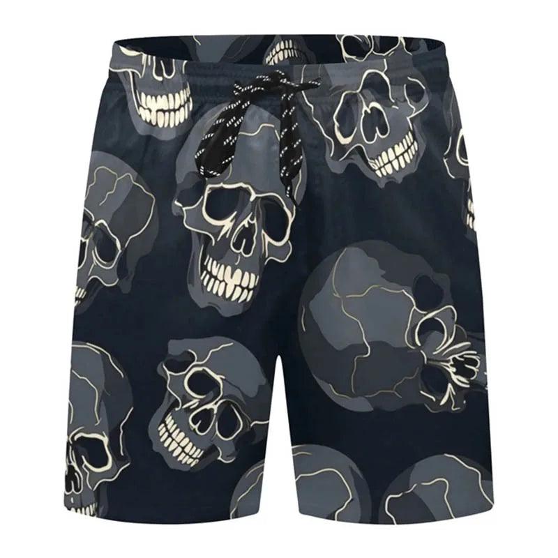 Skull Flowers 3D Printed Casual Shorts Summer Unisex Street Gothic Cool Sports Shorts Skateboarding Short Pants Man Unisex - Lizard Vigilante