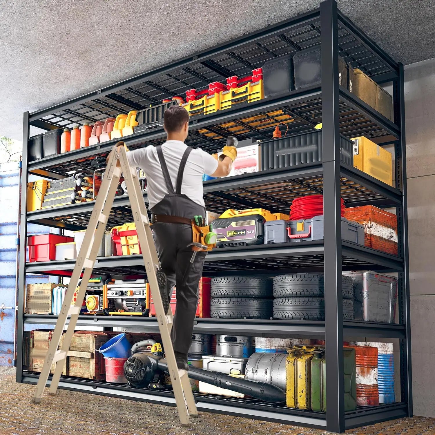 Garage Shelving 3500LBS Storage Shelves 6 Tier Metal Shelves Adjustable Shelving Units and Storage Rack 60" W x 84" H x 24" D - Premium  from Lizard Vigilante - Just $406.99! Shop now at Lizard Vigilante