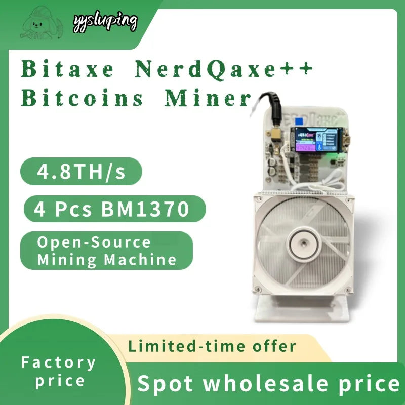 Bitaxe NerdQaxe++ 4.8TH/s Bitcoin Miner With 4 BM1370 Asic Chips 68W 2.4G WiFi Open Source Mining Machine