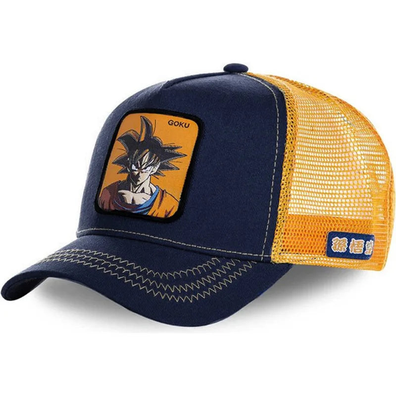 New Dragon Ball Trucker Hat Son Goku Cap Summer Travel Peaked Cap Men's Embroidery Hip-Hop Cap Style Sun Visor Adjustable Mesh - Premium cap from Lizard Vigilante - Just $4.99! Shop now at Lizard Vigilante