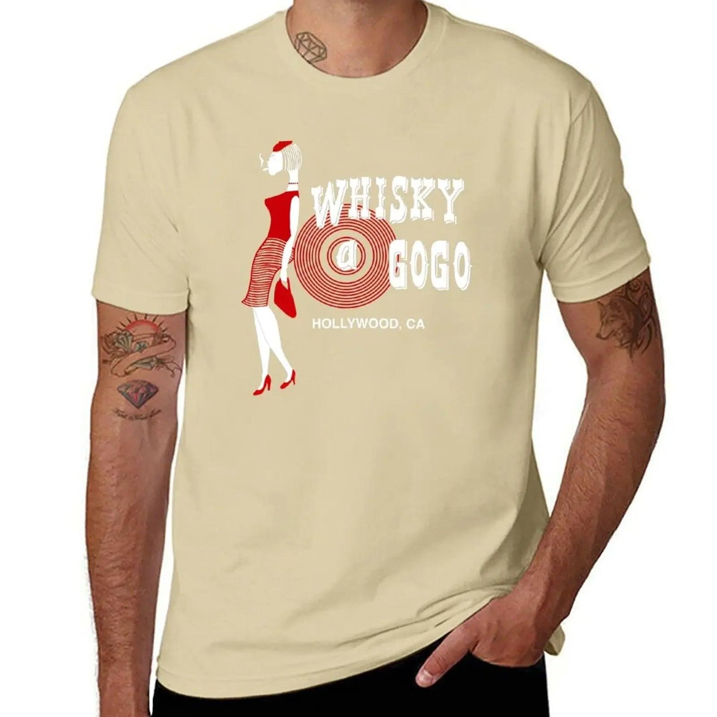 Rare Whiskey A Go Go 80s California Rock and Roll T-Shirt Aesthetic Clothing Kawaii Clothes Men Workout Tee Shirt - Lizard Vigilante