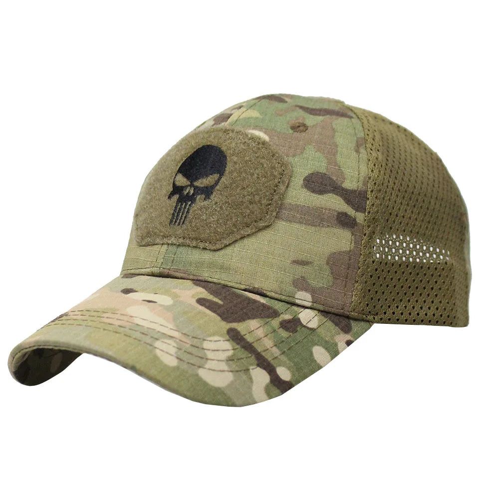 Tactical Camouflage Baseball Cap Mesh Breathable Special Forces Tactical Camo Hat Skull Duck Visor Hat - Premium  from Lizard Vigilante - Just $8.99! Shop now at Lizard Vigilante