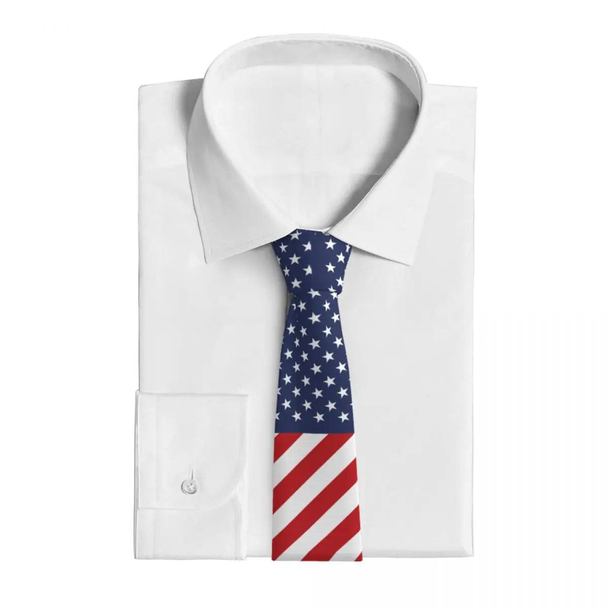 Flag Of United States USA NeckTie Emblem Cute Funny Neck Ties For Male Leisure Great Quality Collar Tie Custom Necktie Accessories - Lizard Vigilante