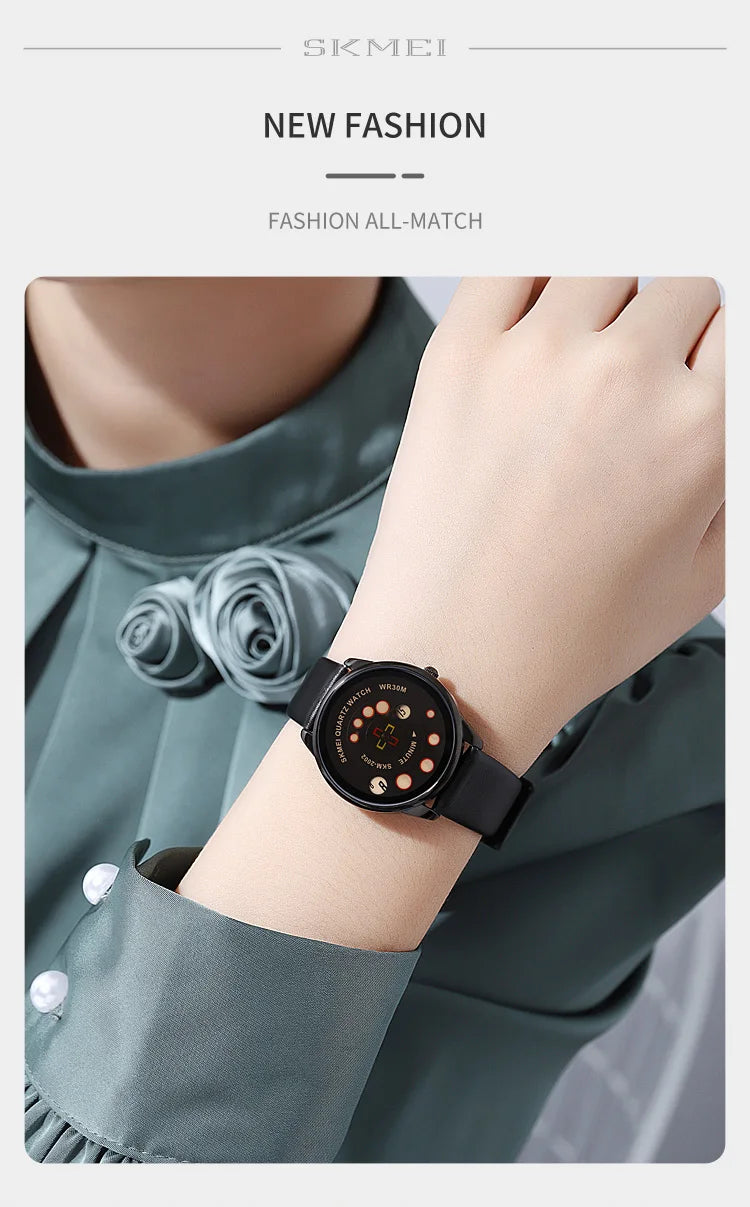 SKMEI Relogio Feminino New Creative Time Display Quartz Women Watches Top Brand Luxury Leather Bracelet Hour Ladies Wristwatch - Premium  from Lizard Vigilante - Just $19.99! Shop now at Lizard Vigilante