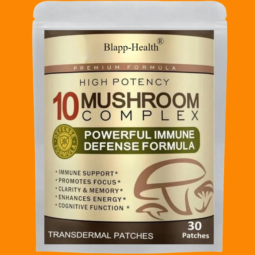 Advanced 10 Mushroom Complex Transdermal Patches | Memory, Focus, Immune Support | Lion’s Mane, Reishi, Cordyceps | 30 Patches - Premium Supplements from Lizard Vigilante - Just $23.99! Shop now at Lizard Vigilante