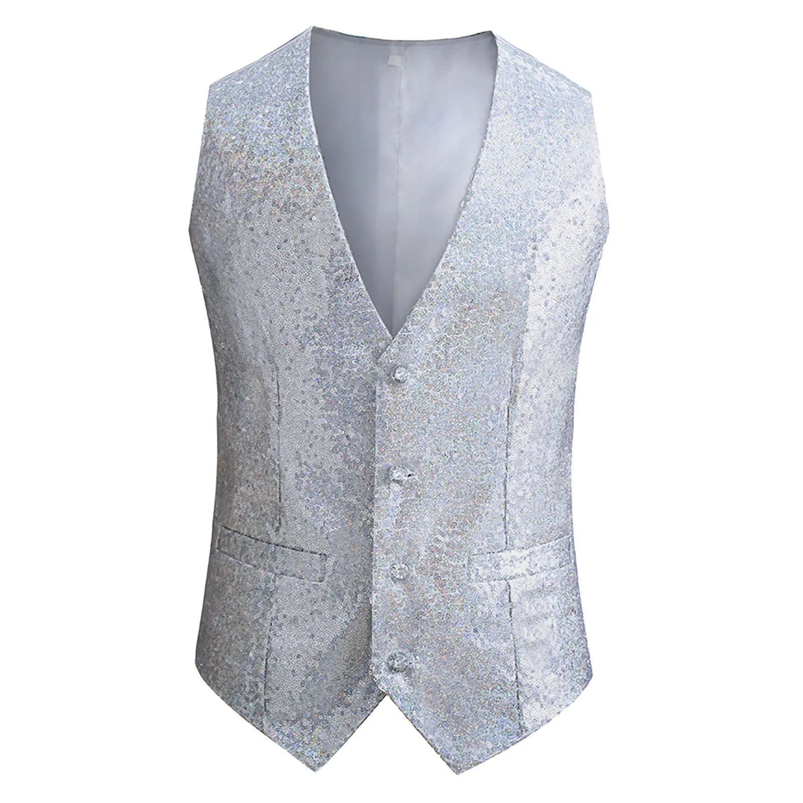 Glamorous Nights: Men's Sequin Blazer Vest - Premium  from Lizard Vigilante - Just $28.88! Shop now at Lizard Vigilante