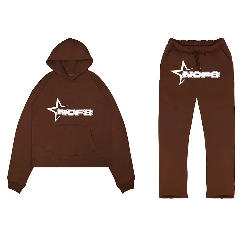 HOT NOFS Print Hoodie and Sweatpants Set – Trendy Brand Streetwear for Men and Women - Premium hoodie set from Lizard Vigilante - Just $58.88! Shop now at Lizard Vigilante