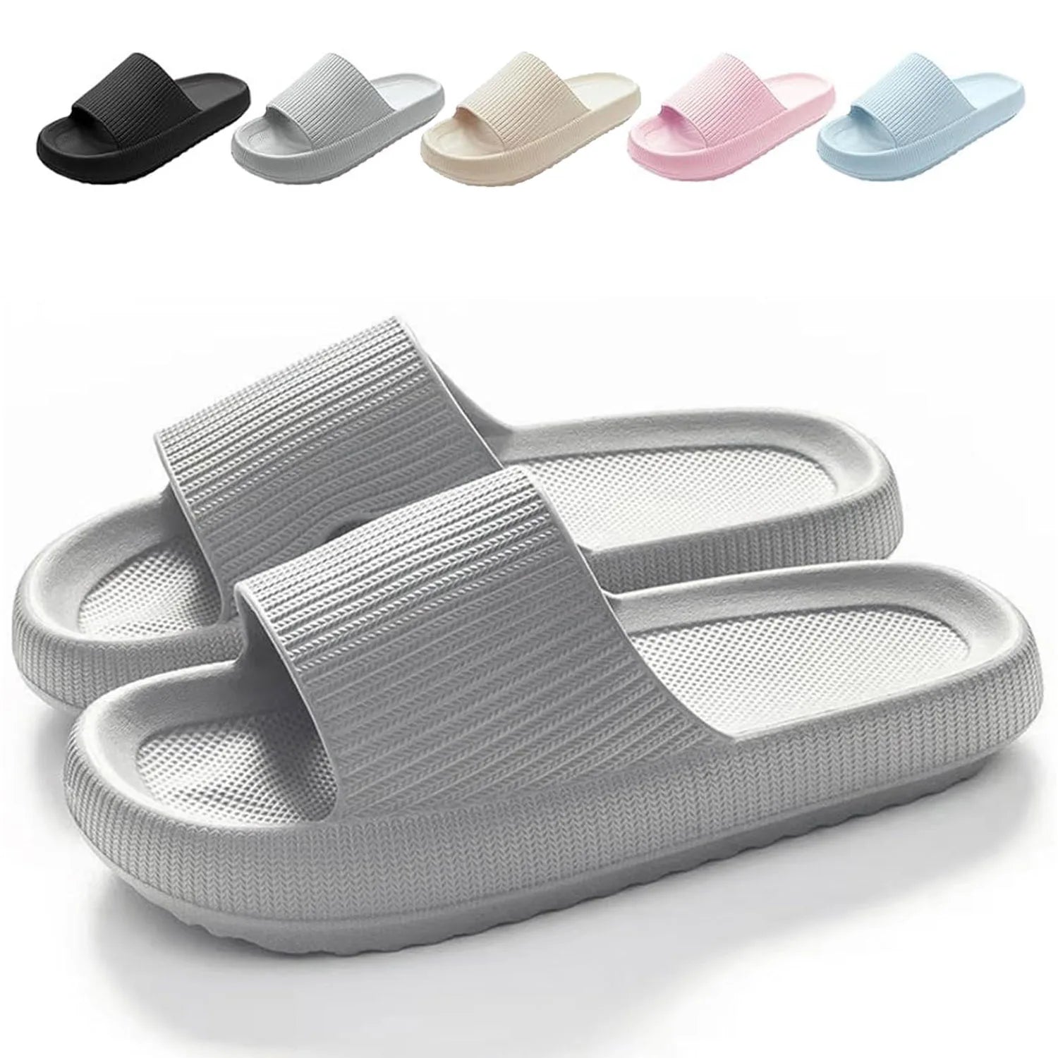 SROTER Cloud Sliders Non-Slip Soft Flip Flops for Men and Women – Thick Sole Shower Bathroom Slippers - Premium slippers from Lizard Vigilante - Just $29.88! Shop now at Lizard Vigilante