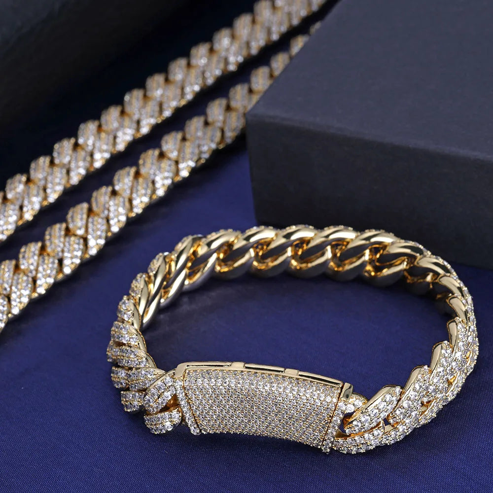 13mm Cuban Link Chain Necklaces Iced Out Miami Cuban Chain for Man Women Iced Out Shiny Inlaid Zircon Hip Hop Jewelry