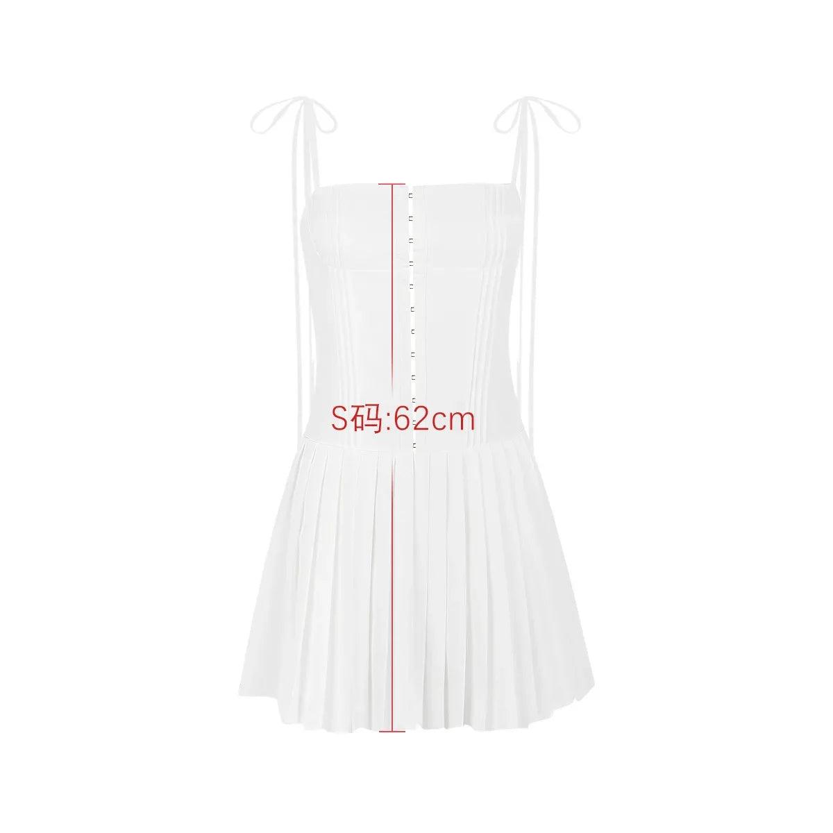 Elegant Spaghetti Strap Dress Suninheart Summer White A Line Bodycon Party Girl Dresses Casual Ruched Women's Holiday Dress - Lizard Vigilante