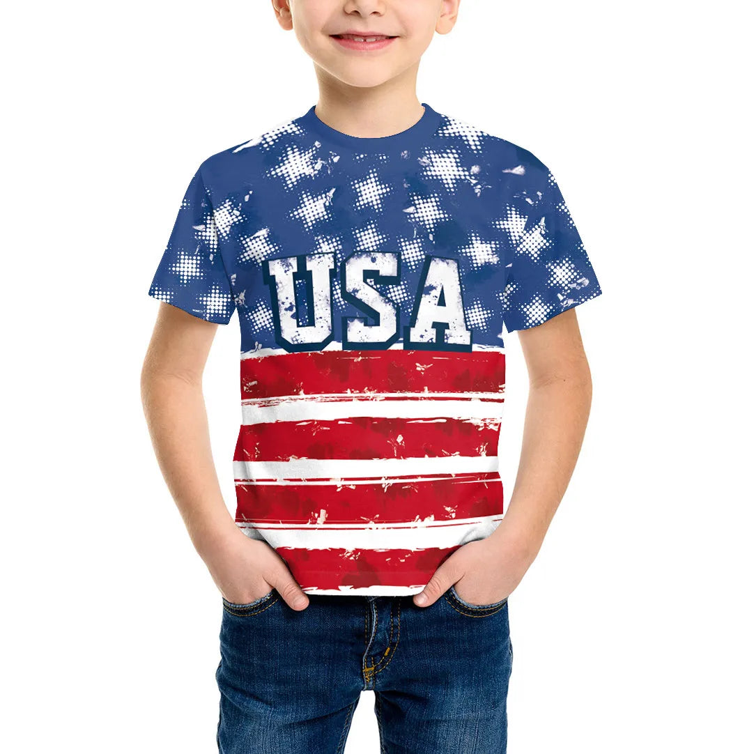 Patriotic Independence Day Kids T-Shirt – Fun National Flag Print Short Sleeve Party Costume - Premium T-Shirt from Lizard Vigilante - Just $24.99! Shop now at Lizard Vigilante