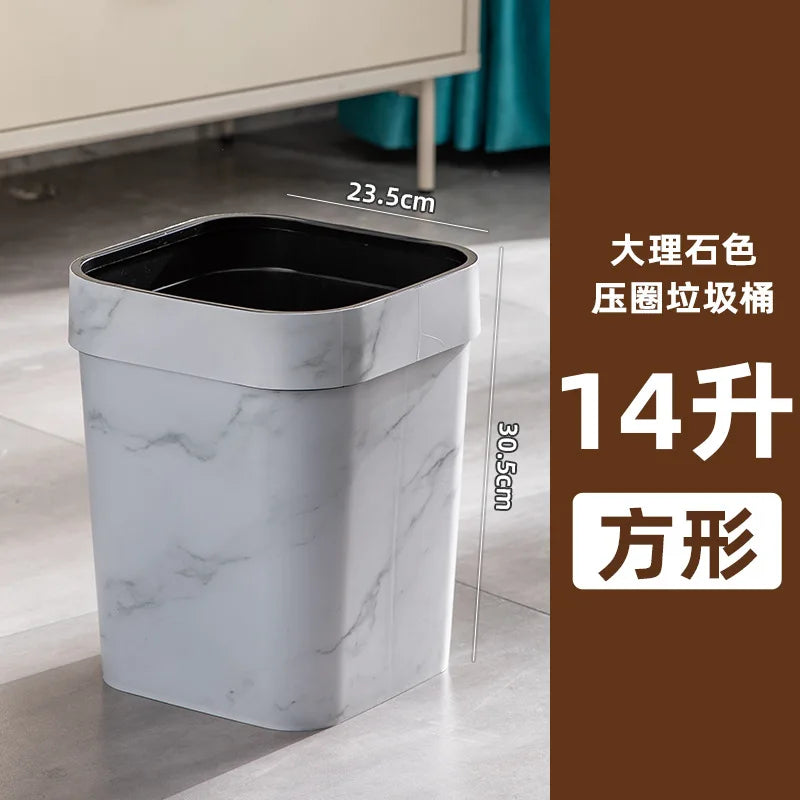Square Wood Grain Garbage Bin Household Plastic Uncovered Office Bathroom Livingroom Kitchen 12L Dustbin Waste Basket Trash Can