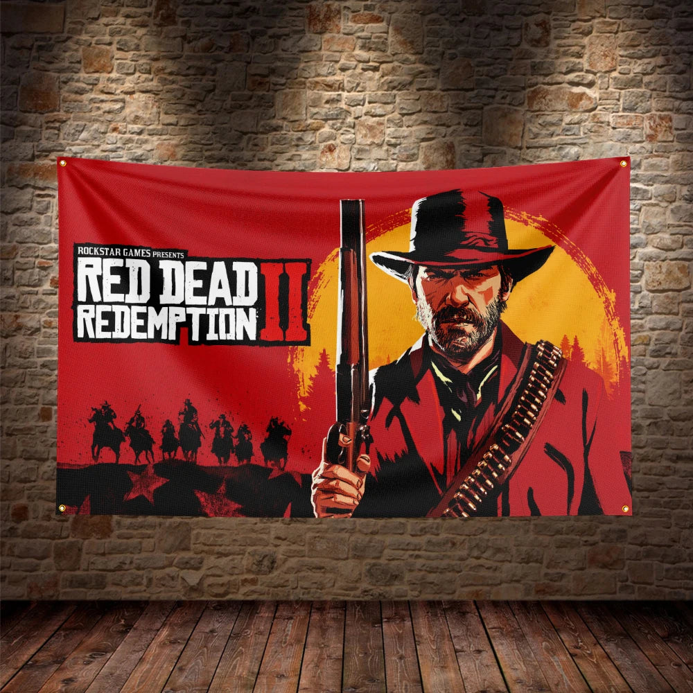 3X5Ft Red Dead Redemption 2 Cowboy Flag – US West RDR2 Polyester Printed Banner for Home & Office Decor - Premium banner from Lizard Vigilante - Just $16.99! Shop now at Lizard Vigilante