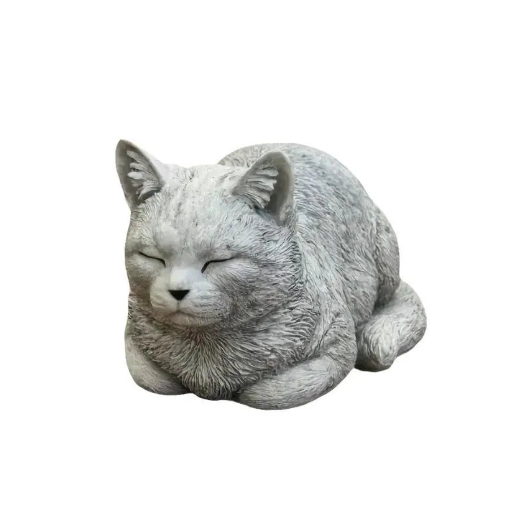 Cat Ornament Resin Cat Statue Realistic Unique Animal Figurines Cartoon Cat Sculpture Courtyard
