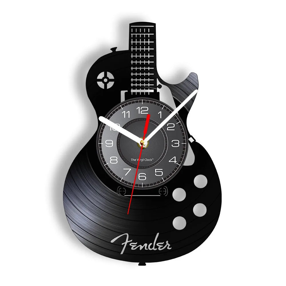 Guitar Player Vinyl Record Wall Clock: The Rock Music Instrument Wall Art for Your Living Room