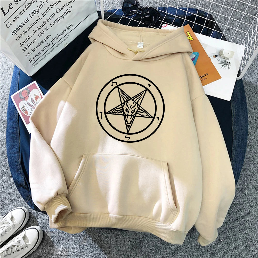 Pentagram Gothic Occult Satan Printed Women Hoodies All-match Street Style Female Pullover Casual Clothing Harajuku Unisex Tops - Premium hoodie from Lizard Vigilante - Just $39.99! Shop now at Lizard Vigilante