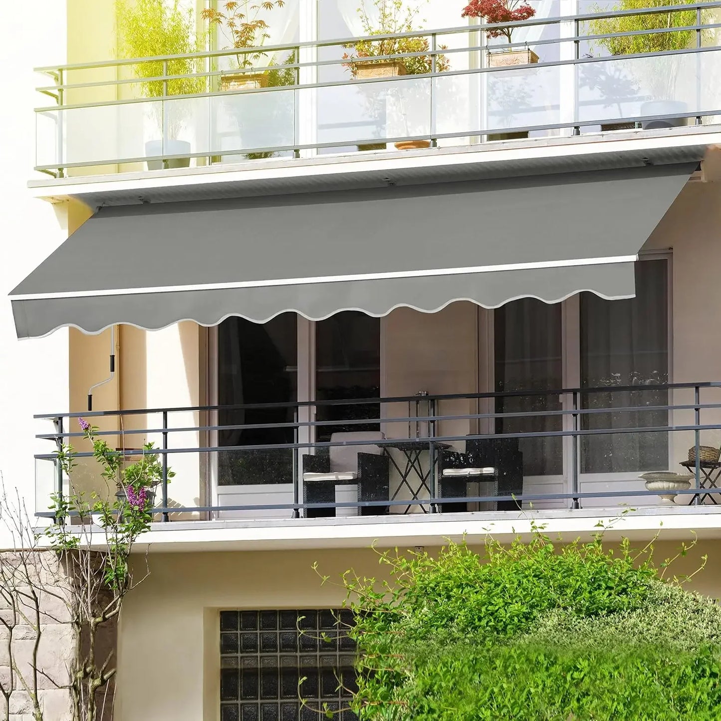 Easy To Use, 12'x10' Retractable Awning Shade Sun Cover, Outdoor Shelter for Deck with Manual Crank, 120in Projection, Awnings - Premium awning from Lizard Vigilante - Just $288.88! Shop now at Lizard Vigilante