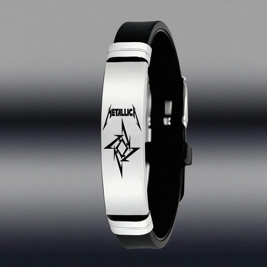 Official band design heavy metal style wristband, suitable for casual and formal occasions, daily accessories for music fans