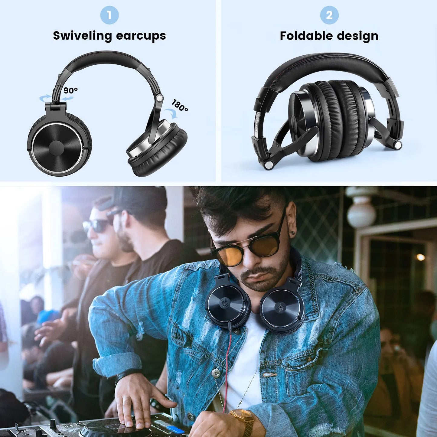 Oneodio Pro 10 Wired Studio Headphones - Professional DJ Headset with Mic and Deep Bass - Premium headphones from Lizard Vigilante - Just $54.99! Shop now at Lizard Vigilante