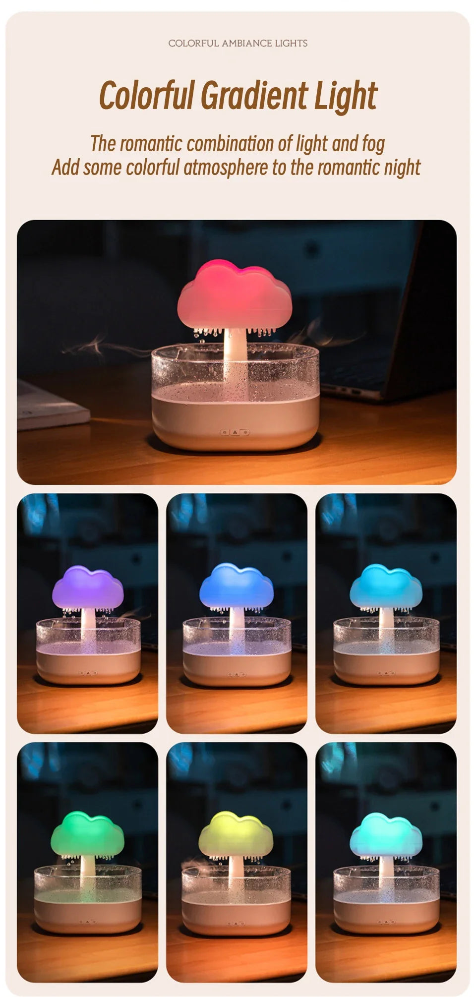 Mi Mushroom Air Humidifier Wireless Fragrance Diffuser Bedroom Essential Oils Diffuser Rain Cloud Night Light Home Appliance