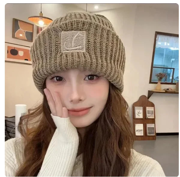 Unisex Autumn Winter Embroidered Knitted Beanie – Fashionable Skullcap Ear Warmer for Outdoor Windproof Comfort - Premium unisex beanie from Lizard Vigilante - Just $14.88! Shop now at Lizard Vigilante