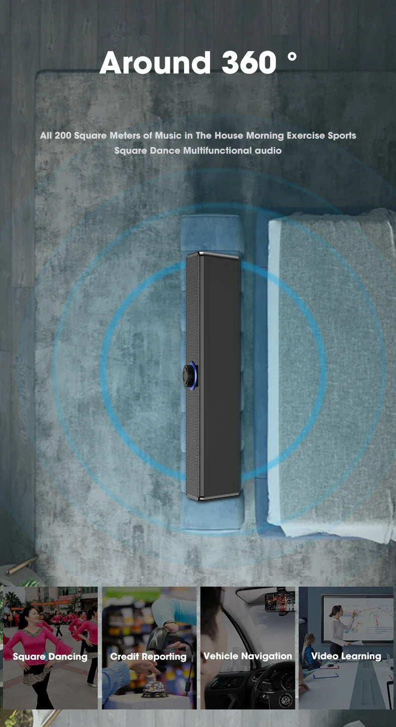 Salange Bluetooth Speaker USB Wired 3.5mm Port Sound Bar for PC Game Console Smartphone Laptop Tablet Black Desk Set Long