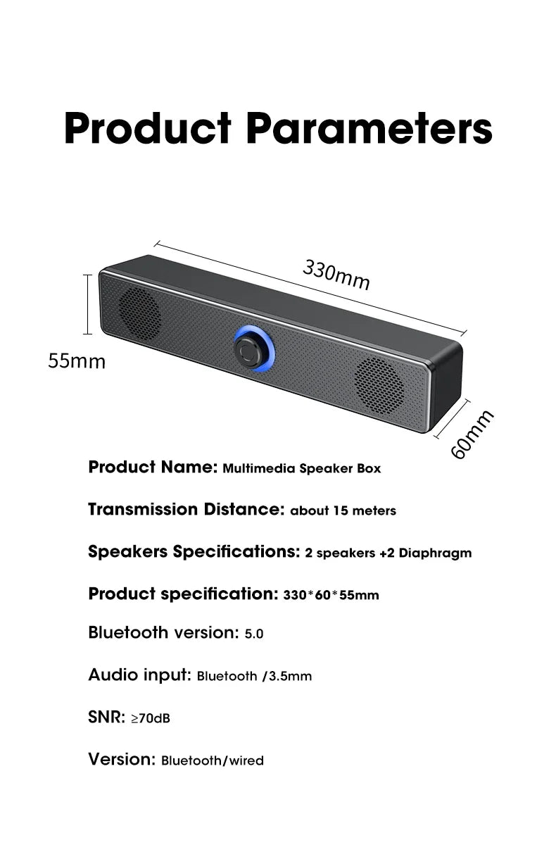 Senbossi Home Theater Bluetooth Soundbar – Wired & Wireless 3D Stereo Soundbar for TV, PC, Laptop, and Gaming with USB Power and Deep Bass - Premium soundbar from Lizard Vigilante - Just $22.88! Shop now at Lizard Vigilante