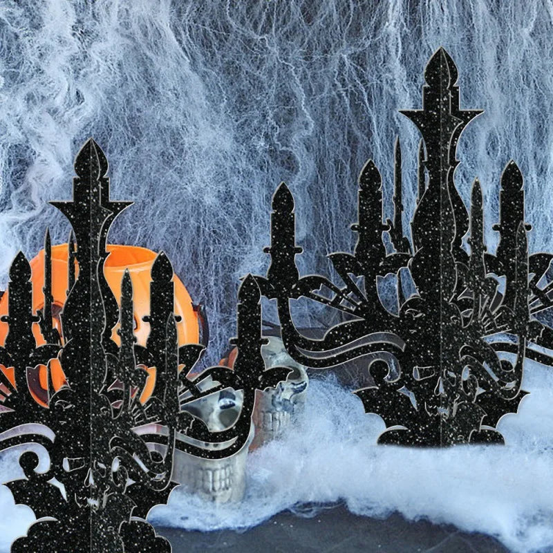 Halloween Decoration 6pcs Candlestick Ornament Haunted House Dining Table Arrangement Festival Supplies Happy Halloween Day