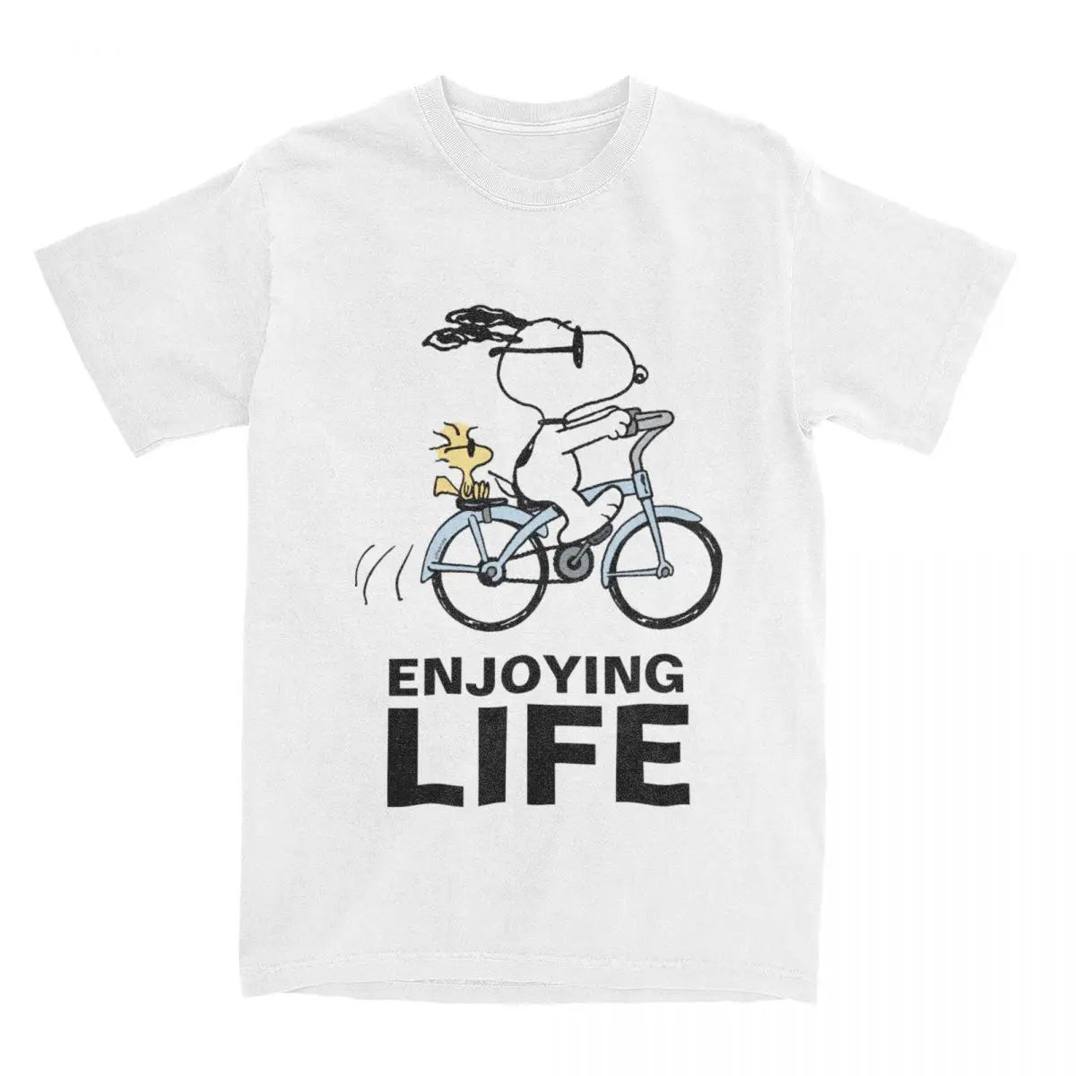 Snoopy & Woodstock Holiday Ride T-Shirt – Men’s & Women’s Cotton Comic Classic – Christmas Bicycle Adventure Tee - Premium t-shirt from Lizard Vigilante - Just $23.88! Shop now at Lizard Vigilante