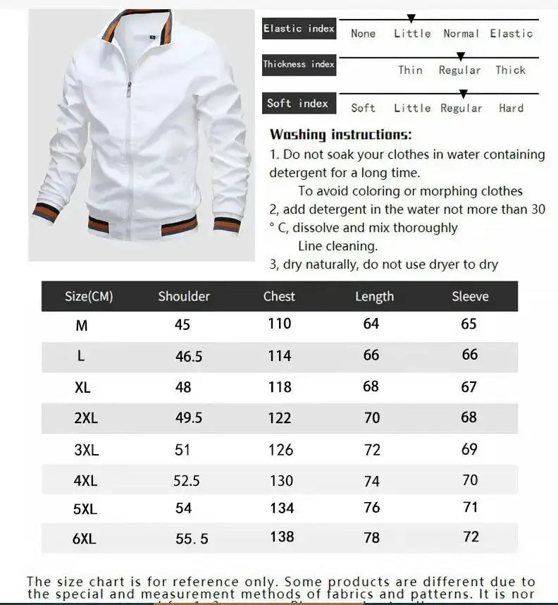 Fashion Men’s Windbreaker Jacket White Casual Jacket Men Outdoor Waterproof Sports Coat Spring Summer Bomber jacket Men Clothing