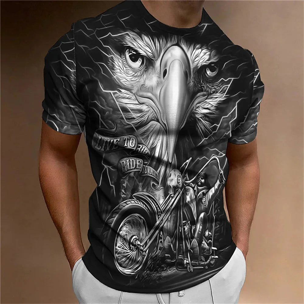 Eagle Motorcycle Retro T-Shirt | Vintage Bike Tee - Premium T-Shirt from Lizard Vigilante - Just $22.99! Shop now at Lizard Vigilante