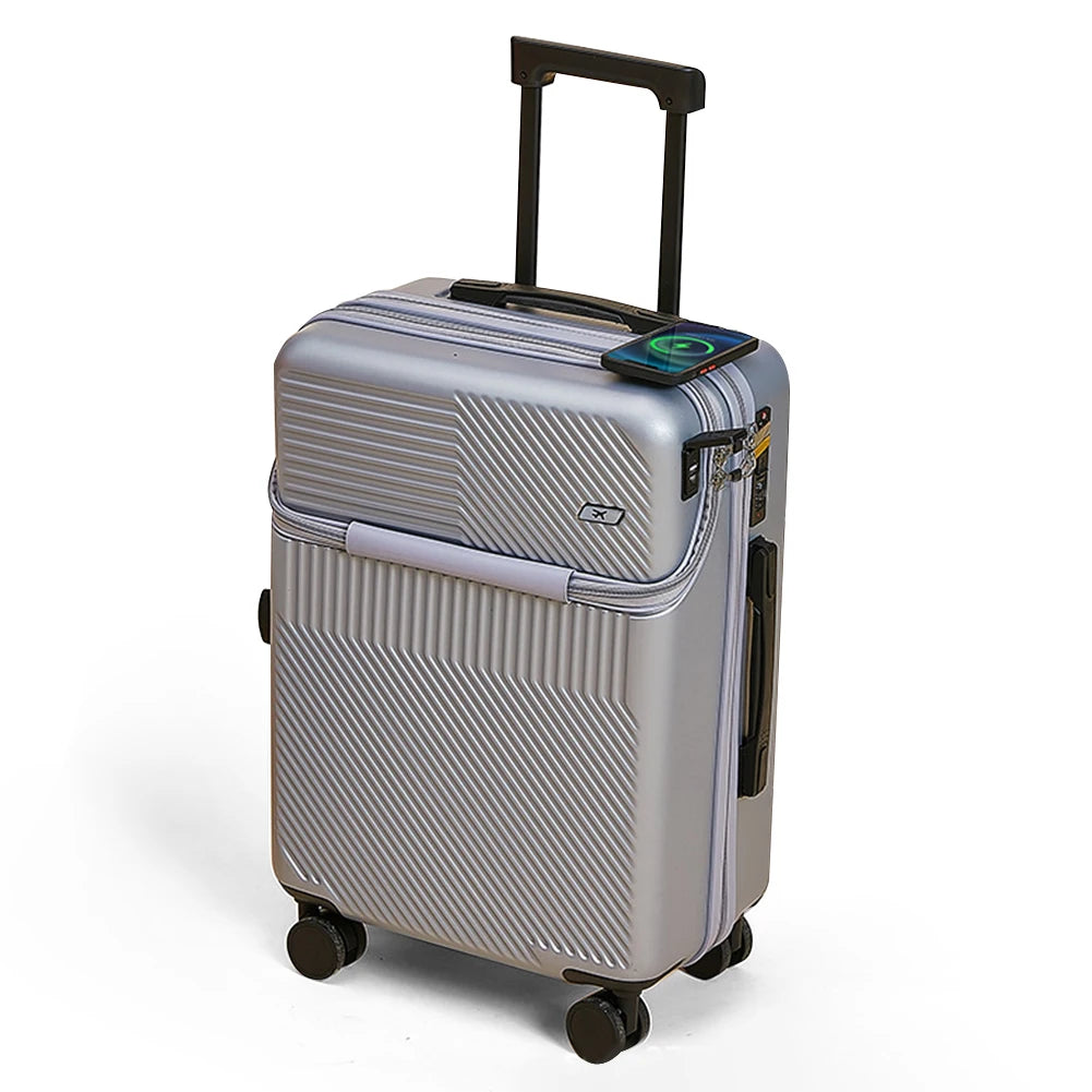 20" Expandable Carry-On Suitcase with USB Charging – Scratch-Resistant, Spinner Wheels, and Front Access for Ultimate Travel Convenience - Premium luggage from Lizard Vigilante - Just $95.99! Shop now at Lizard Vigilante