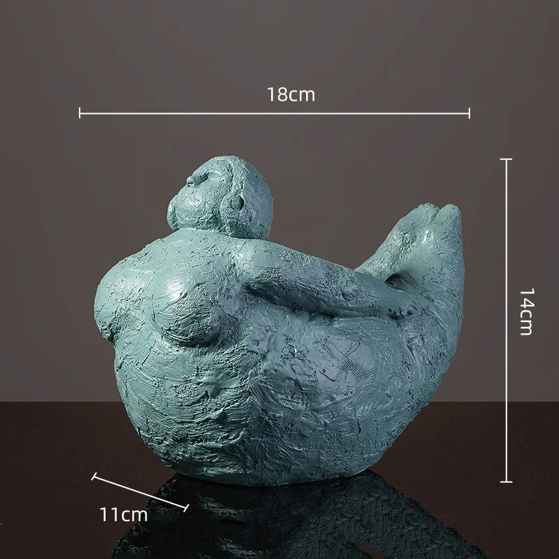 Abstract Body Sculpture Resin Handicraft Fat Woman Yoga Statue Irregular Hand-made Clay Sculptures Home Decoration Accessories