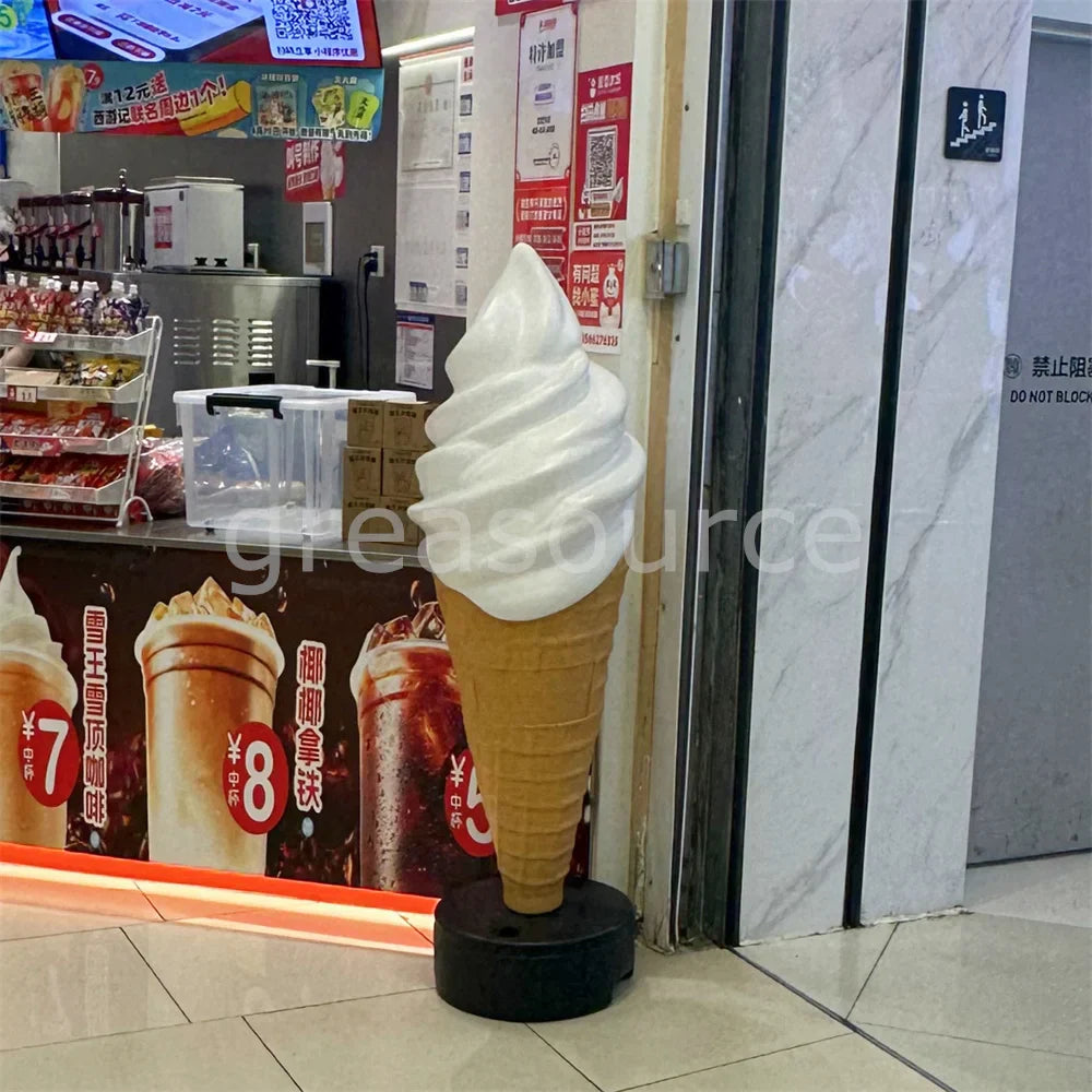 150cm Sculpture Soft Serve Ice Cream Shape Cone Tall Model Display Big Lamp Box Attact Attention Eye Simulation Show Shop Sweet