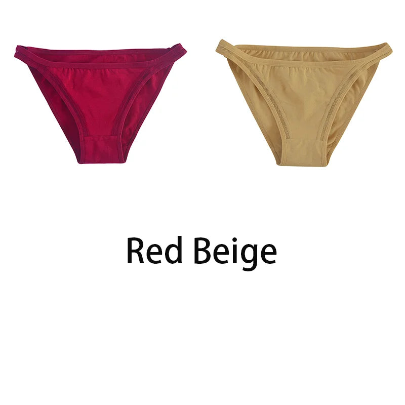 2Pcs/Set Women Cotton Panties – Comfortable Low-Rise Bikini Briefs with Hollow Out Decoration - Premium panties from Lizard Vigilante - Just $17.88! Shop now at Lizard Vigilante