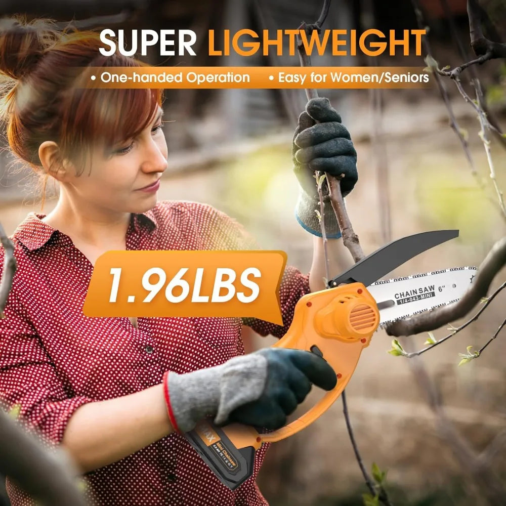 Mini Chainsaw 6 Inch Cordless – 21V Battery Powered for Efficient Branch Pruning - Premium chainsaw from Lizard Vigilante - Just $98.88! Shop now at Lizard Vigilante