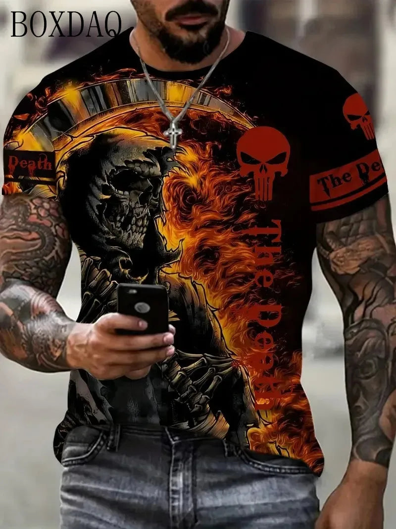 Horror Death Men's Skull T-Shirts Short Sleeve 3d Print Terror Street Hip Hop T Shirt  O-Neck Loose Casual Summer Tops Clothing - Premium tee shirt from Lizard Vigilante - Just $22.99! Shop now at Lizard Vigilante