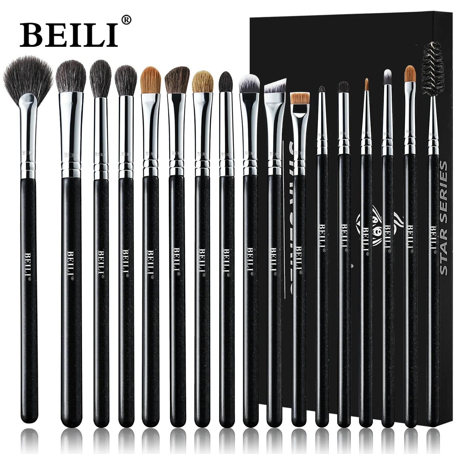 BEILI Professional Black Makeup Brushes Set - Natural Goat Hair, Synthetic Hair, 30-Piece Kit - Premium makeup brush set from Lizard Vigilante - Just $35.99! Shop now at Lizard Vigilante