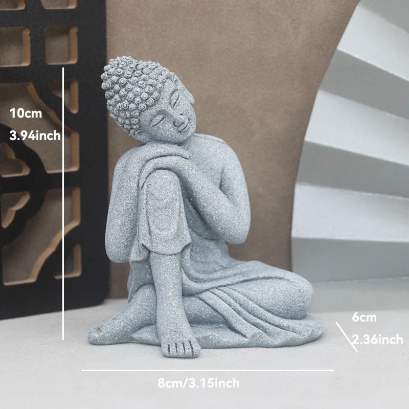 Buddha Stone Statue Little Buddhist Monks Tibetan Buddhism Figurines Zen Garden Ornament Meditation Home Aquarium Decoration
