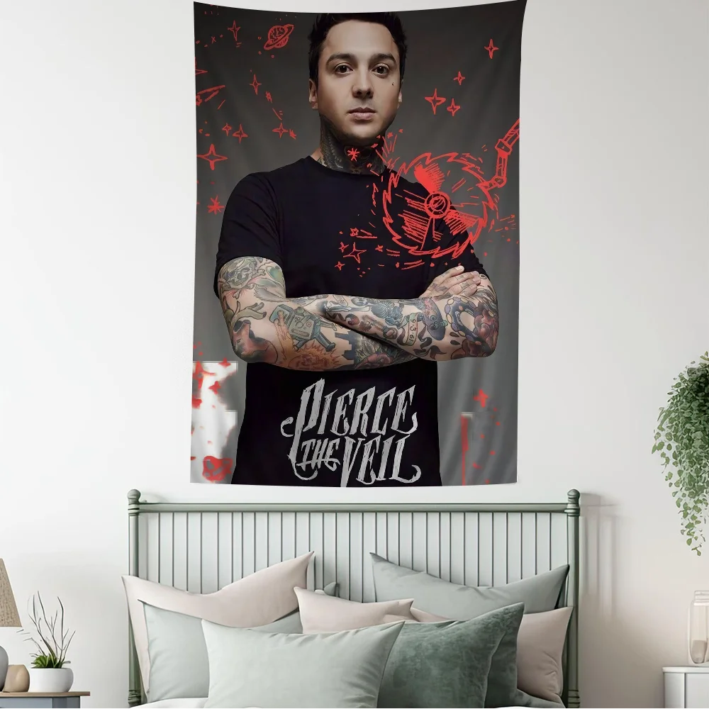 Pierce The Veil Band Anime Tapestry – Hippie Flower Wall Hanging for Dorm & Bedroom Decor - Premium tapestry from Lizard Vigilante - Just $26.99! Shop now at Lizard Vigilante