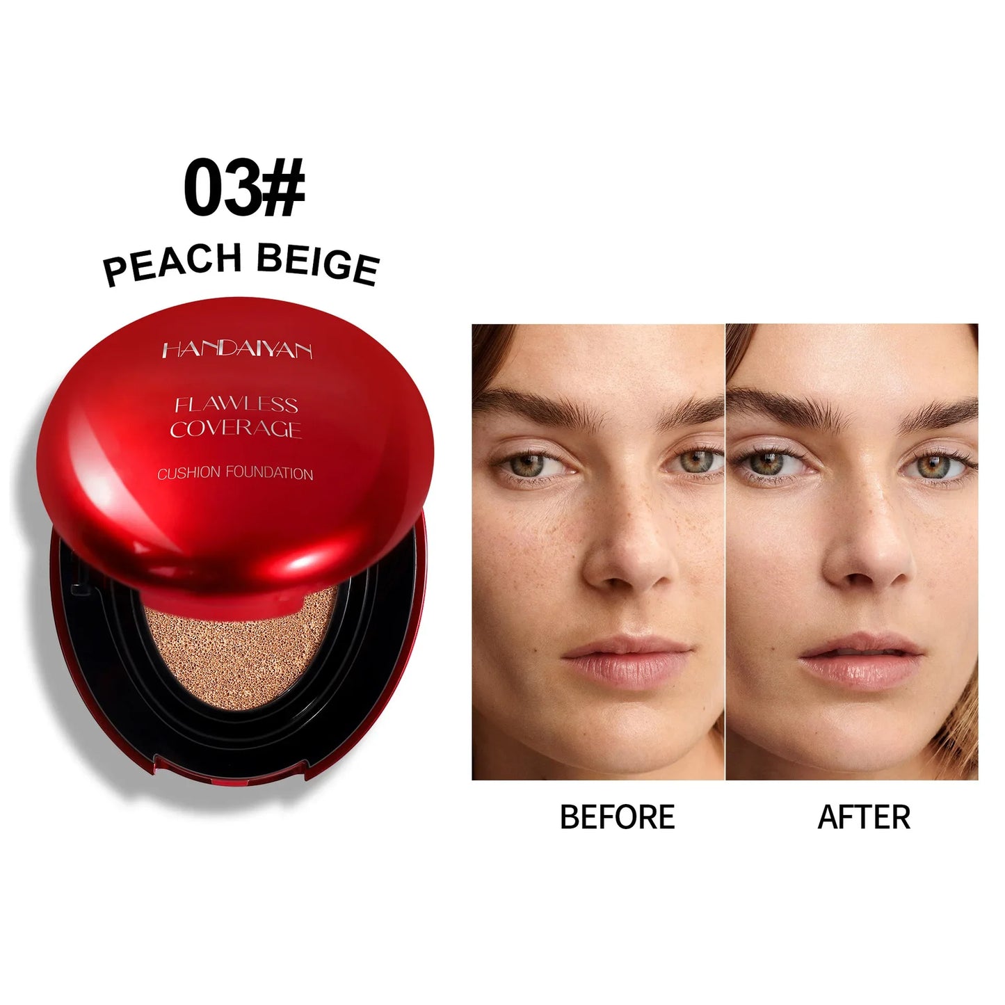 Red Shell Air Cushion Foundation Concealer Long Lasting Non-Stick Foundation